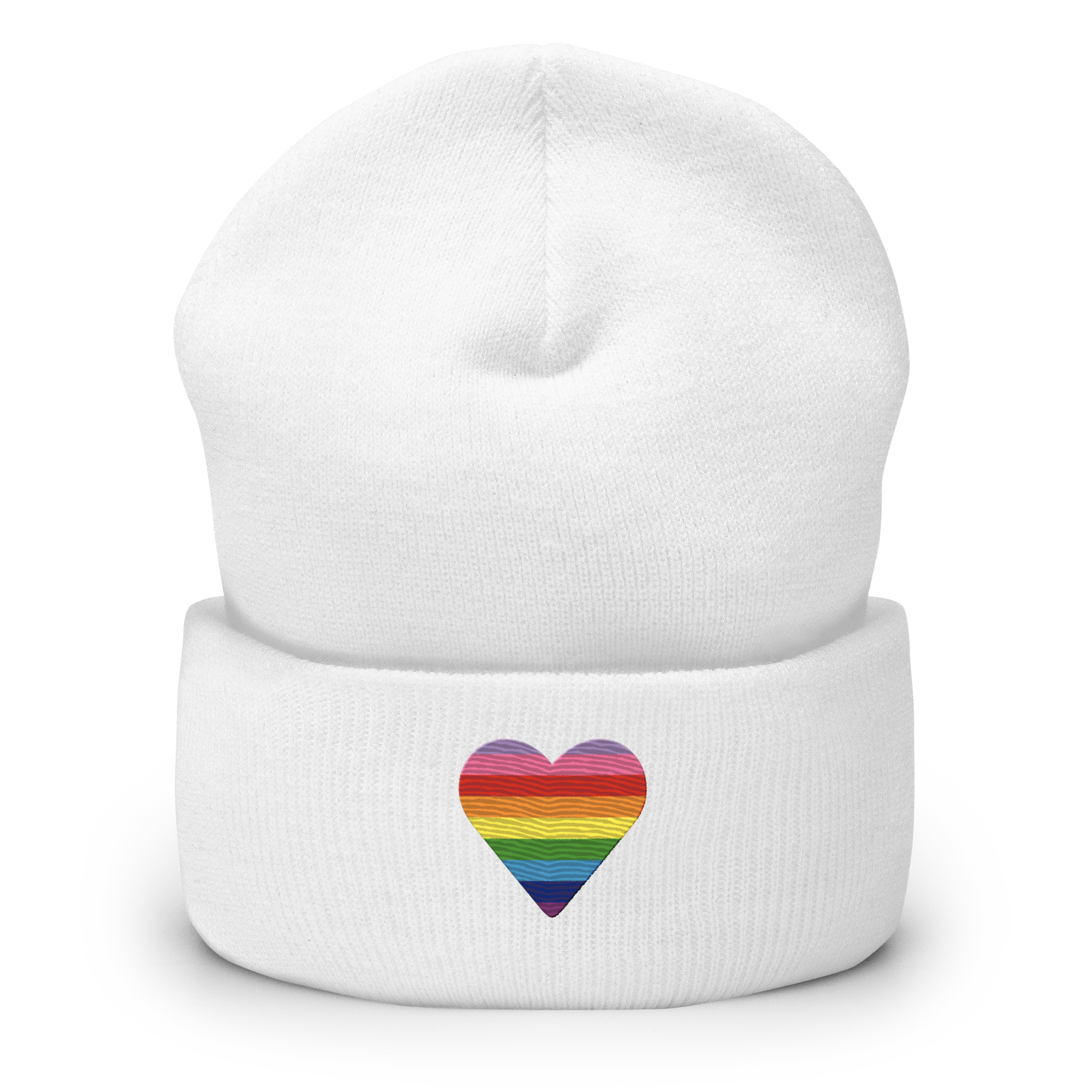 Gilbert Baker Pride Flag Embroidered Heart Beanie: Celebratory LGBTQ+ Pride Design