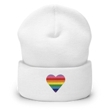 Gilbert Baker Pride Flag Embroidered Heart Beanie: Celebratory LGBTQ+ Pride Design