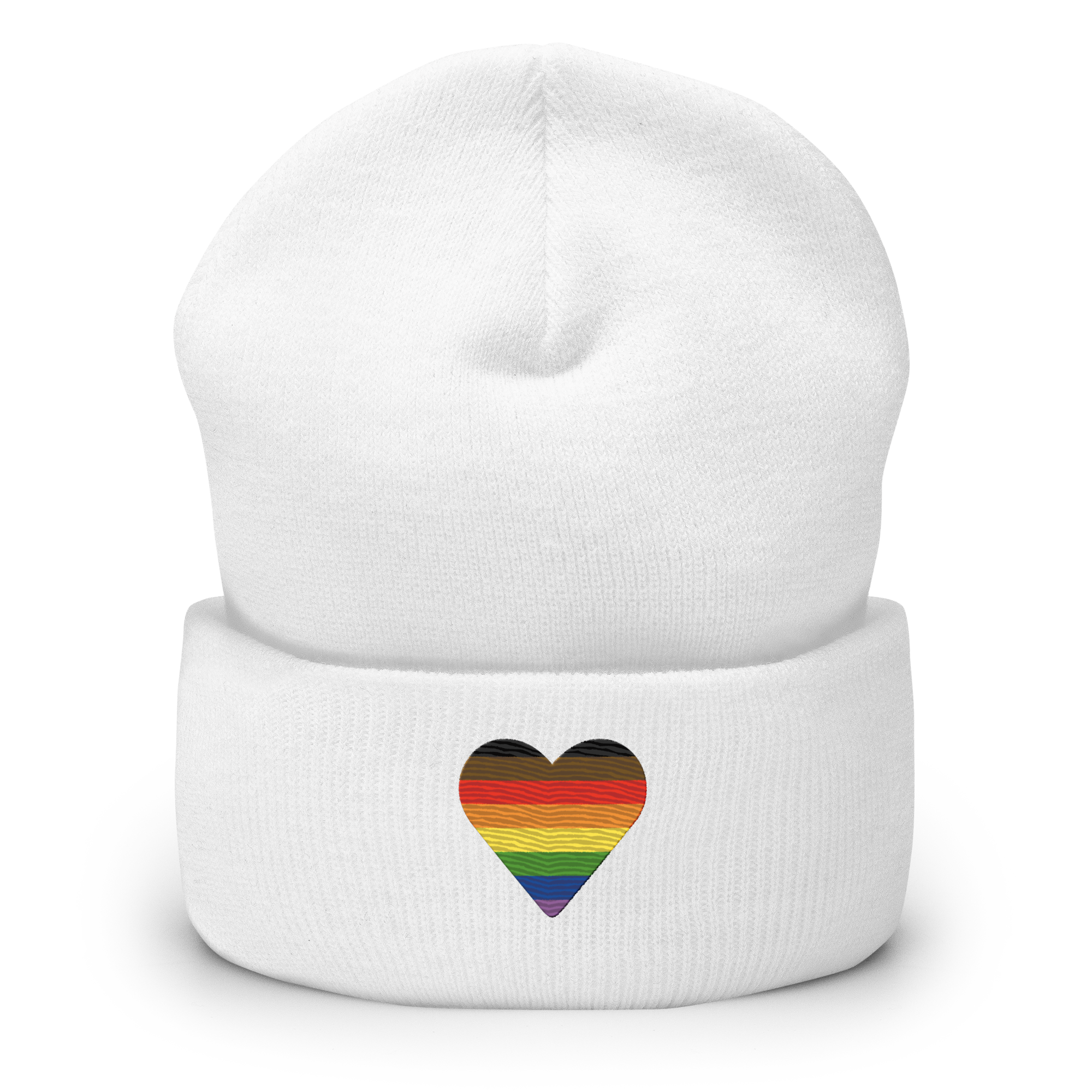 Philly Pride Flag Embroidered Heart Beanie: Celebratory LGBTQ+ Pride Design