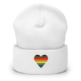 Philly Pride Flag Embroidered Heart Beanie: Celebratory LGBTQ+ Pride Design