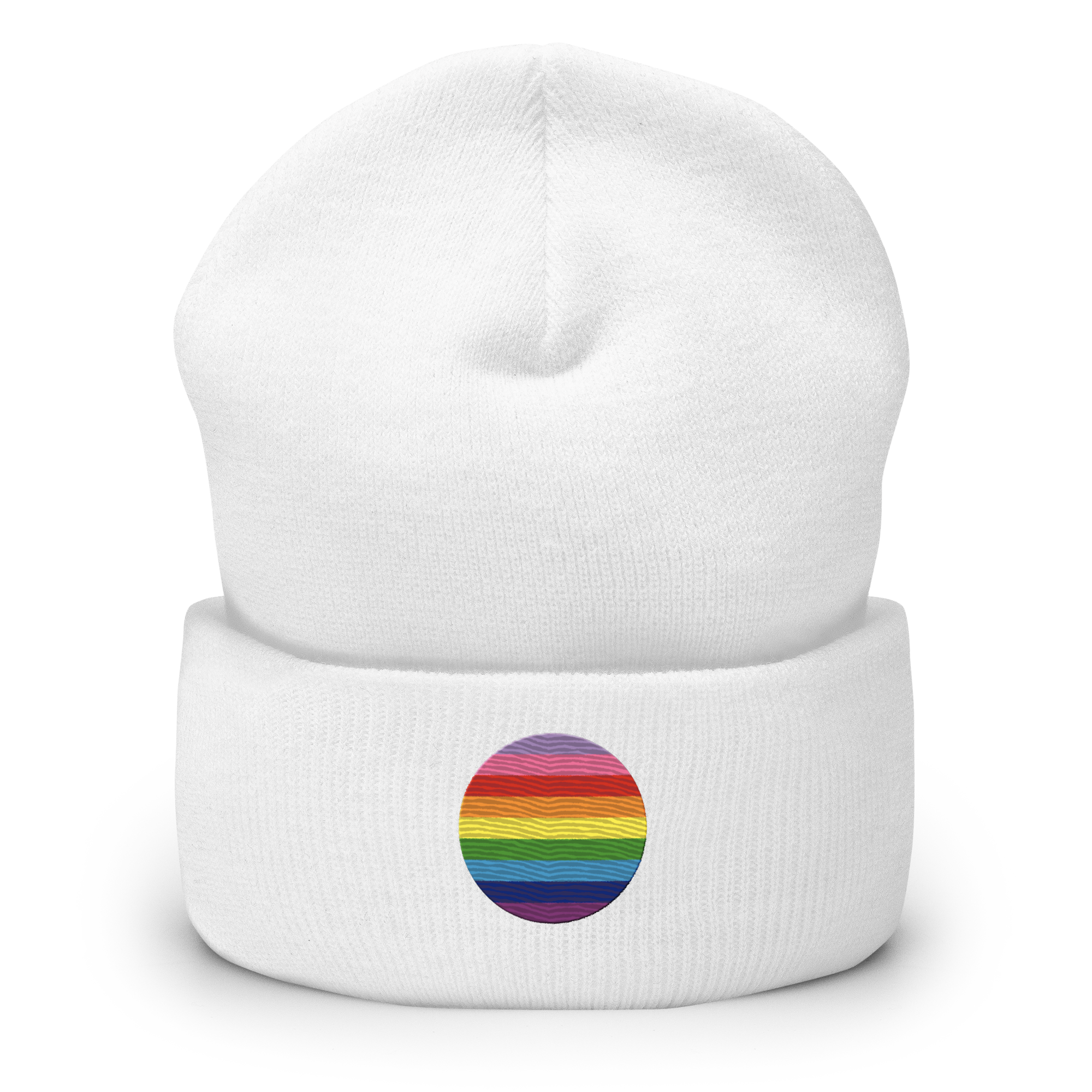 Gilbert Baker Pride Flag Embroidered Circle Beanie: Celebratory LGBTQ+ Pride Design