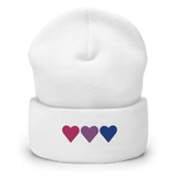 Embroidered Bisexual Beanie: Pride Flag Horizontal Heart Design