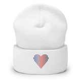 Polyamory Heart Lines Beanie: Embroidered Pride Gradient Hat