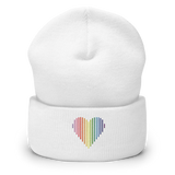 Gilbert Baker Pride Heart Lines Beanie: Embroidered Pride Gradient Hat