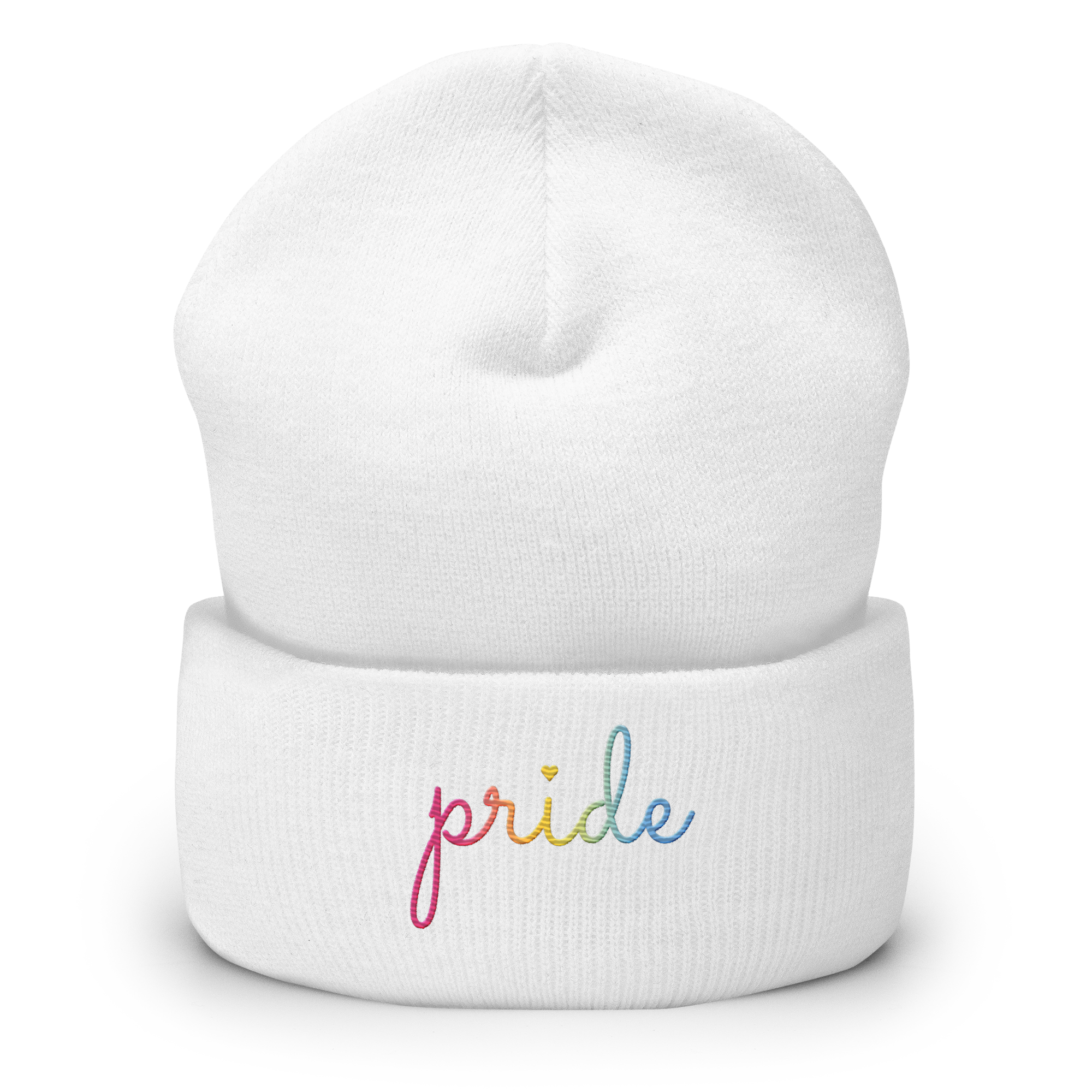 Pansexual Pride Beanie: Cursive 'Pride' in Gradient Colors