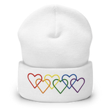 Pride Beanie: Interlaced Heart Outlines Embroidered Hat