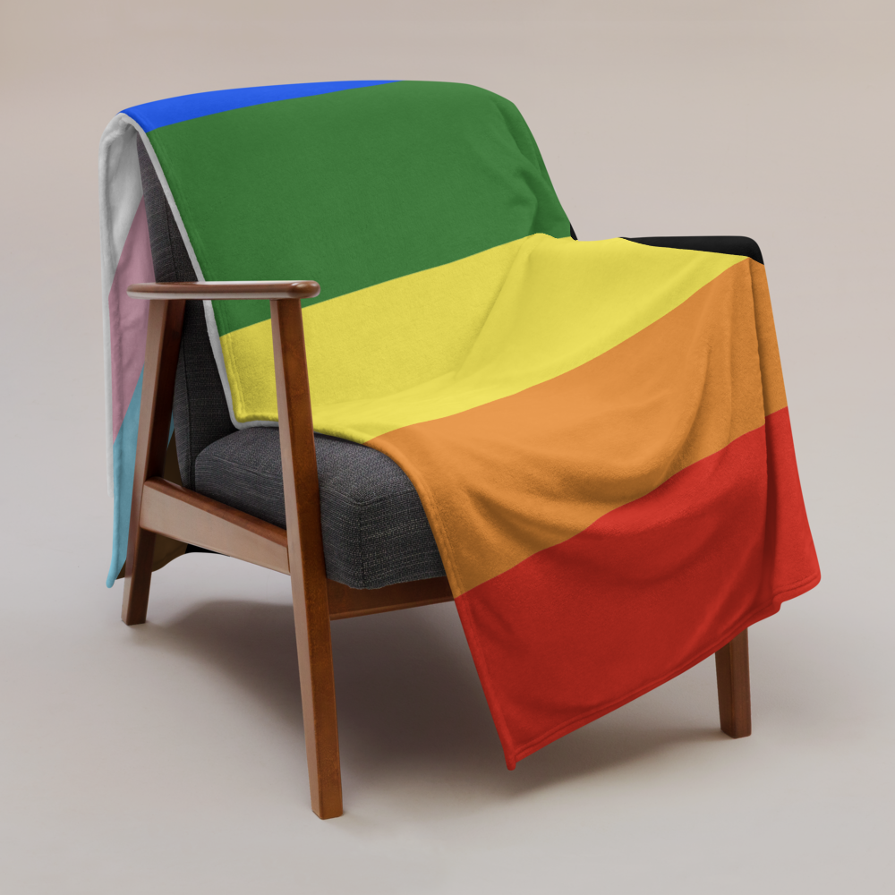 Pride Progress Pride Throw Blanket: Cozy LGBTQ+ Decorative Print