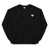 Genderqueer Flag Embroidered Heart Sweater: Celebratory LGBTQ+ Pride Design