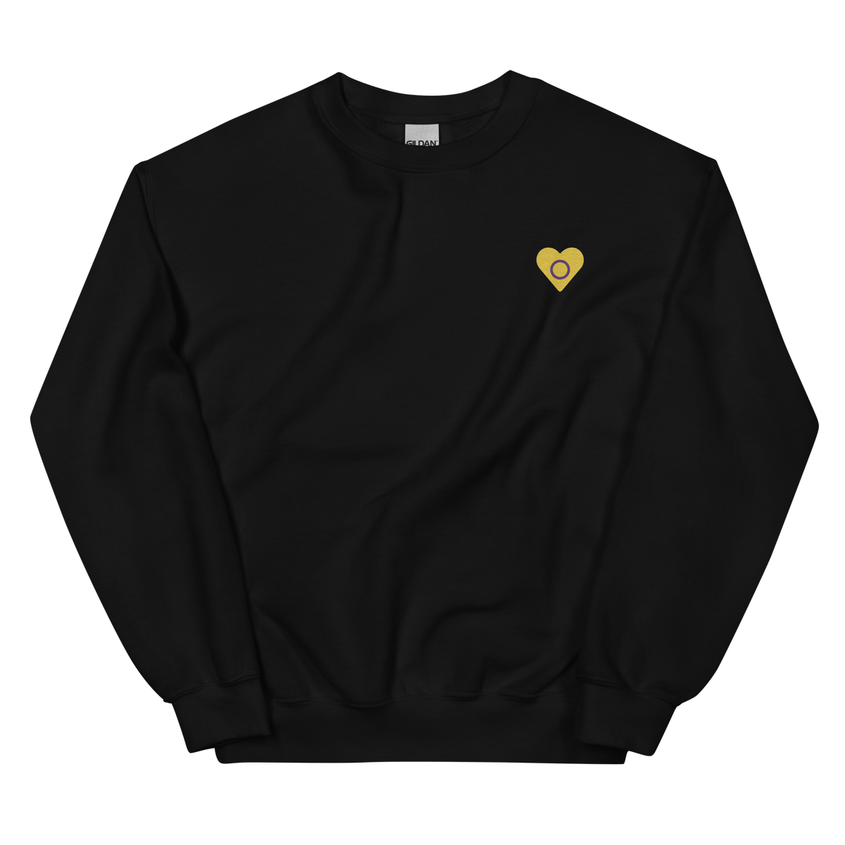 Intersex Flag Embroidered Heart Sweater: Celebratory LGBTQ+ Pride Design