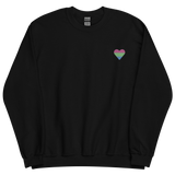 Polysexual Flag Embroidered Heart Sweater: Celebratory LGBTQ+ Pride Design