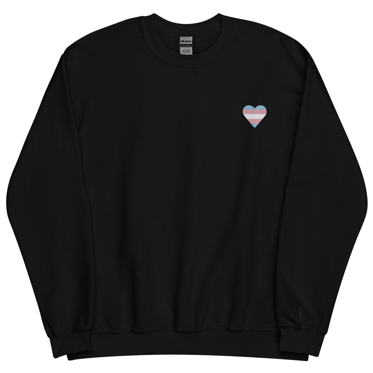 Transgender Flag Embroidered Heart Sweater: Celebratory LGBTQ+ Pride Design