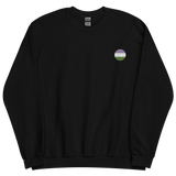 Genderqueer Flag Embroidered Circle Sweatshirt: Celebratory LGBTQ+ Pride Design