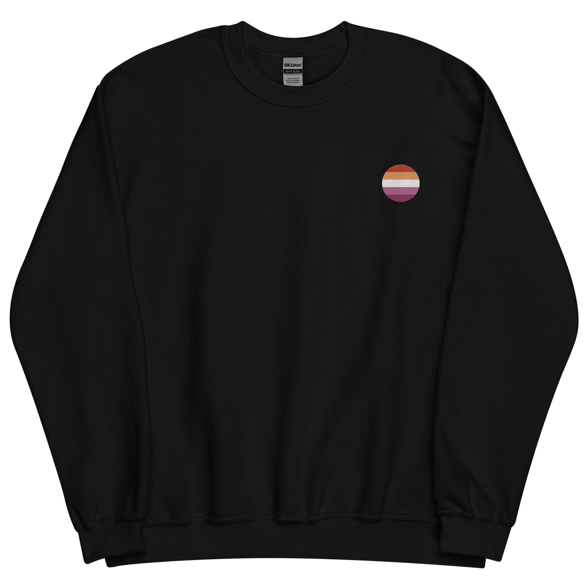 Lesbian Flag Embroidered Circle Sweatshirt: Celebratory LGBTQ+ Pride Design