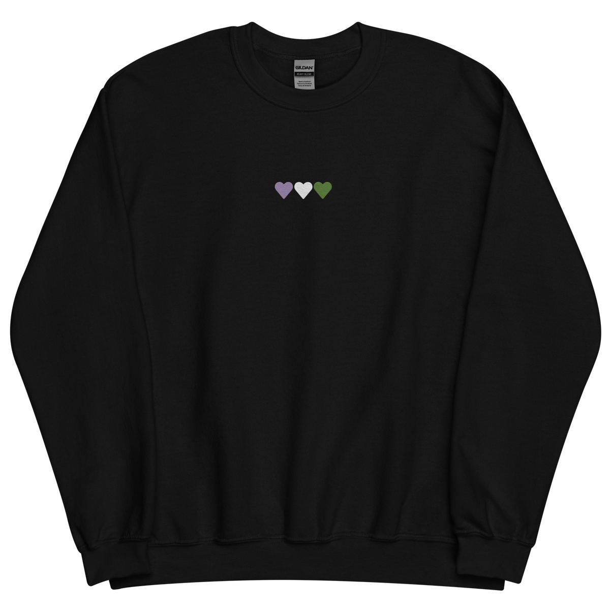 Embroidered Genderqueer Sweatshirt: Pride Flag Horizontal Heart Design