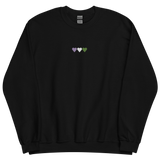 Embroidered Genderqueer Sweatshirt: Pride Flag Horizontal Heart Design