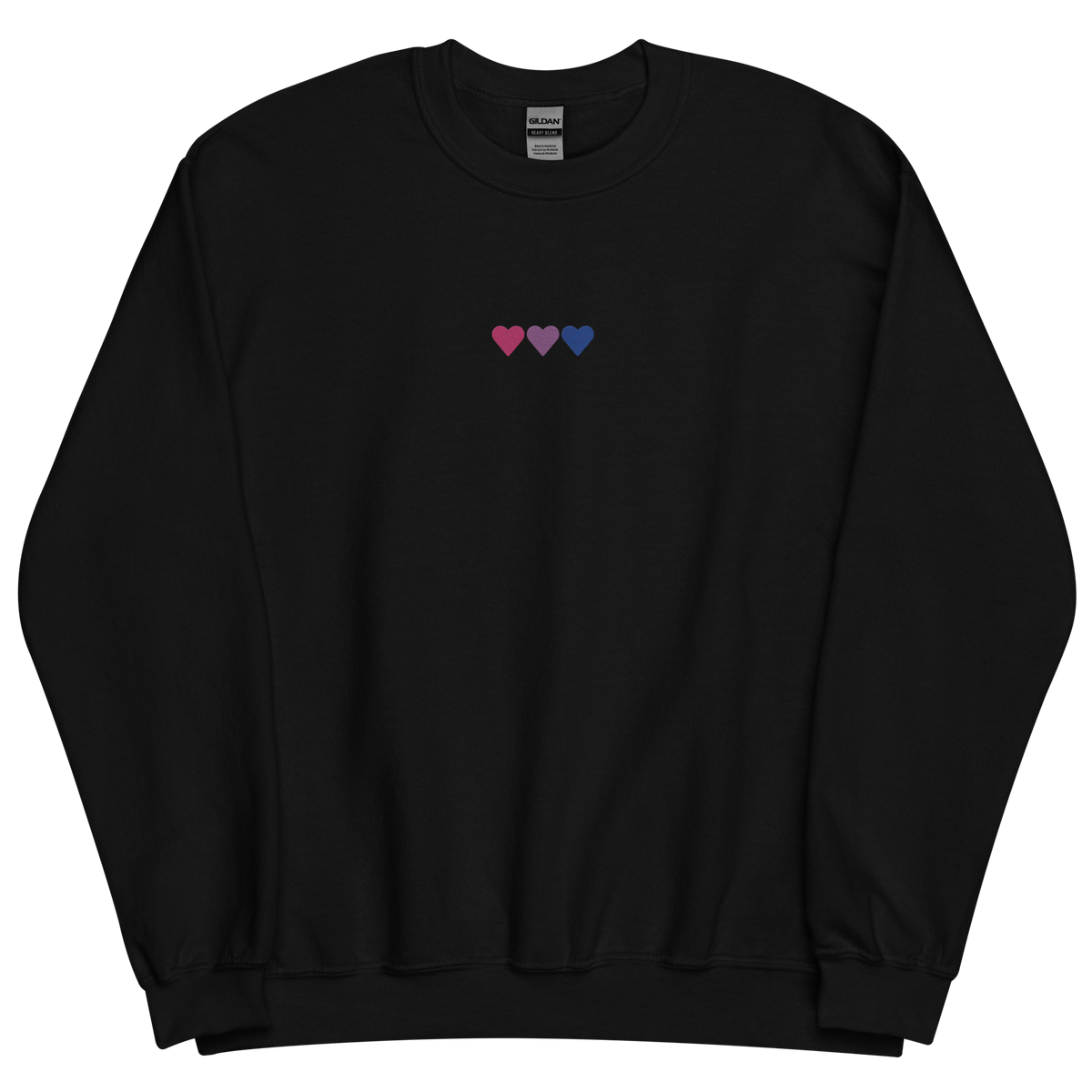 Embroidered Bisexual Sweatshirt: Pride Flag Horizontal Heart Design