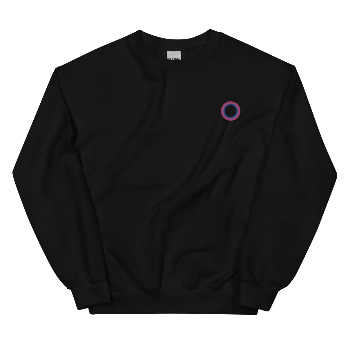 Embroidered Sweatshirt: Bisexual Pride Ring Emblem Design