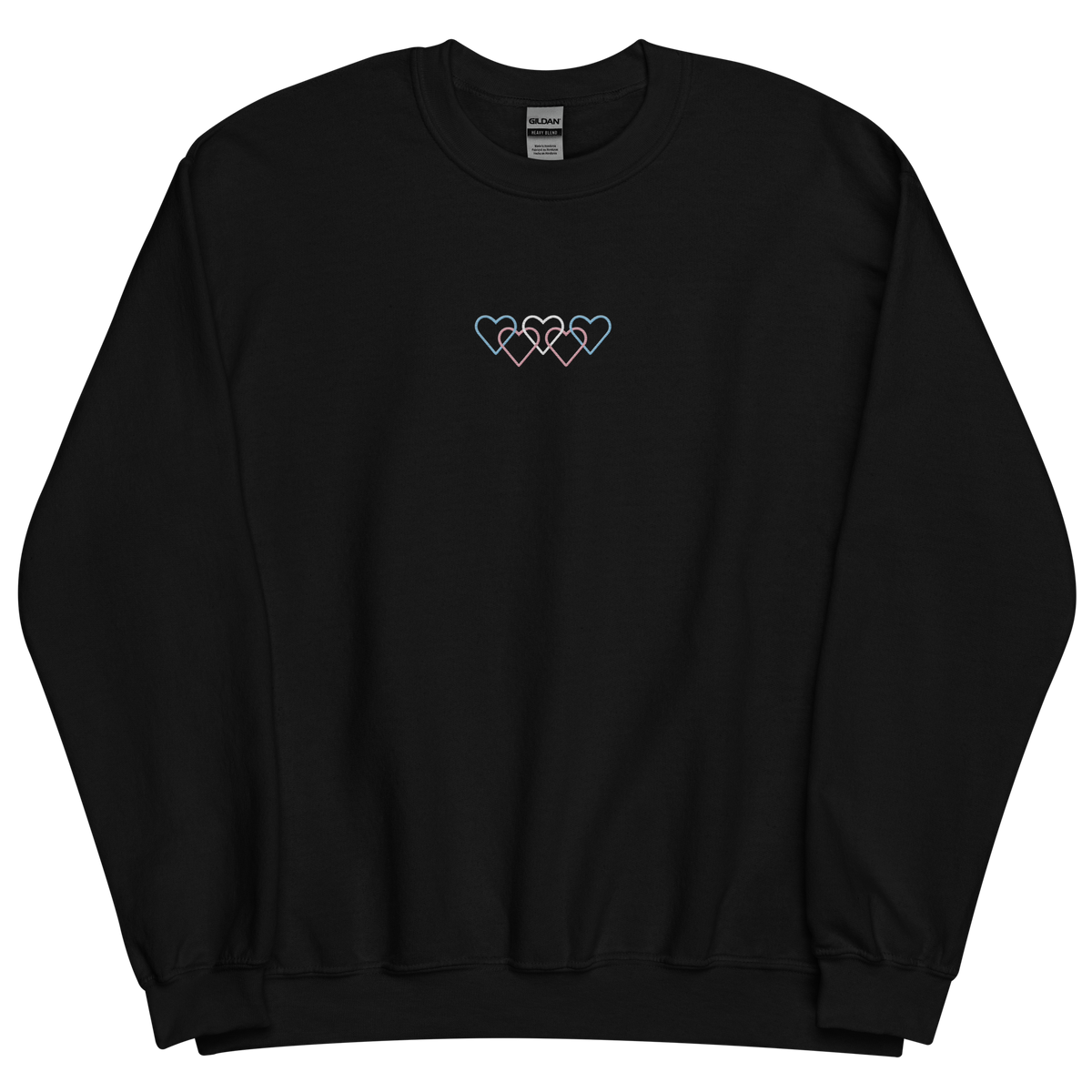 Transgender Pride Sweatshirt: Interlaced Heart Outlines Embroidered Sweater