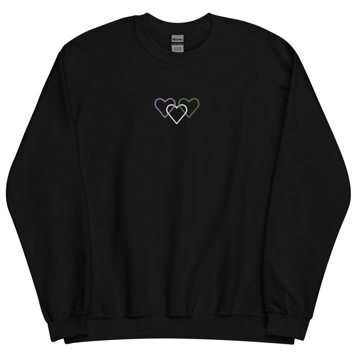 Genderqueer Pride Sweatshirt: Interlaced Heart Outlines Embroidered Sweater