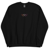 Lesbian Pride Sweatshirt: Interlaced Heart Outlines Embroidered Sweater