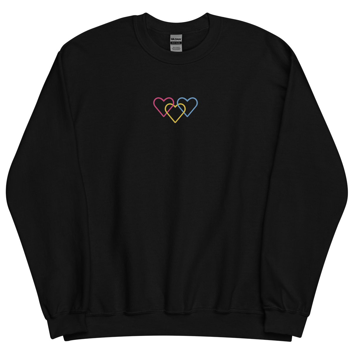 Pansexual Pride Sweatshirt: Interlaced Heart Outlines Embroidered Sweater