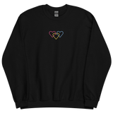 Pansexual Pride Sweatshirt: Interlaced Heart Outlines Embroidered Sweater