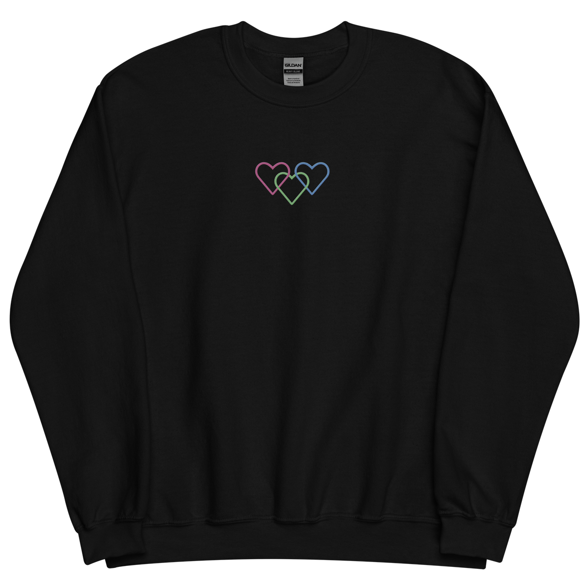 Polysexual Pride Sweatshirt: Interlaced Heart Outlines Embroidered Sweater