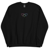 Polysexual Pride Sweatshirt: Interlaced Heart Outlines Embroidered Sweater