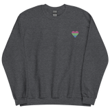 Polysexual Flag Embroidered Heart Sweater: Celebratory LGBTQ+ Pride Design