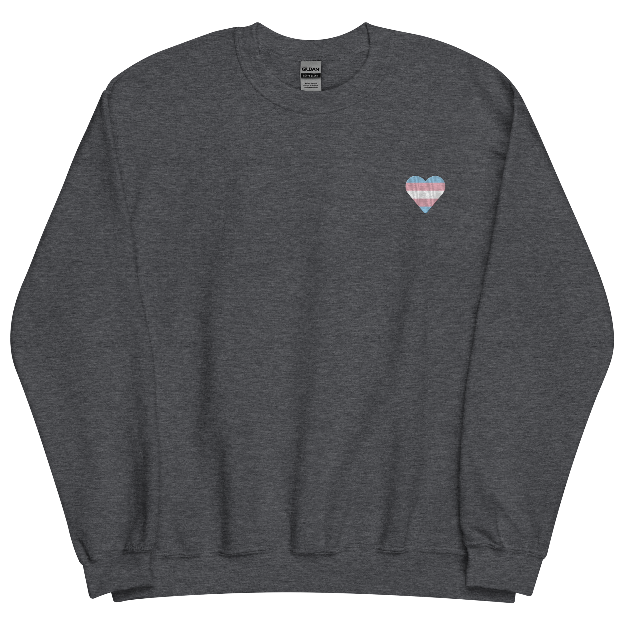 Transgender Flag Embroidered Heart Sweater: Celebratory LGBTQ+ Pride Design