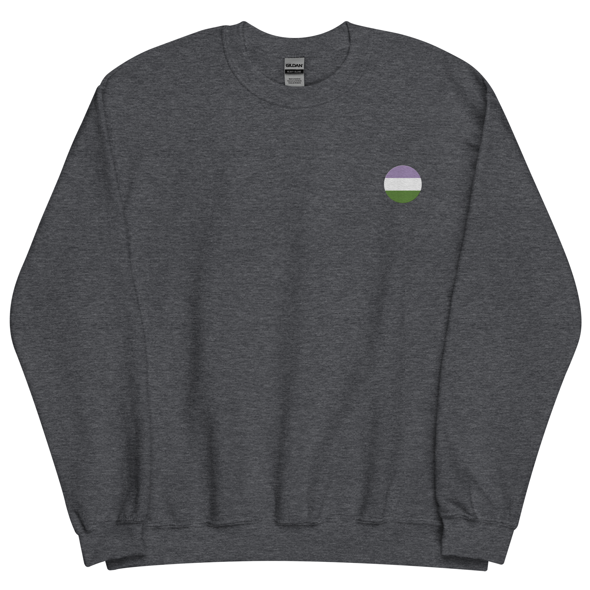 Genderqueer Flag Embroidered Circle Sweatshirt: Celebratory LGBTQ+ Pride Design