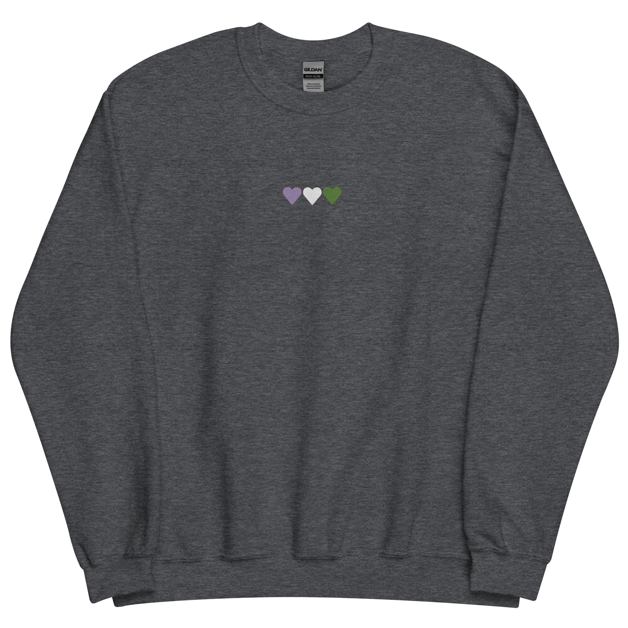 Embroidered Genderqueer Sweatshirt: Pride Flag Horizontal Heart Design