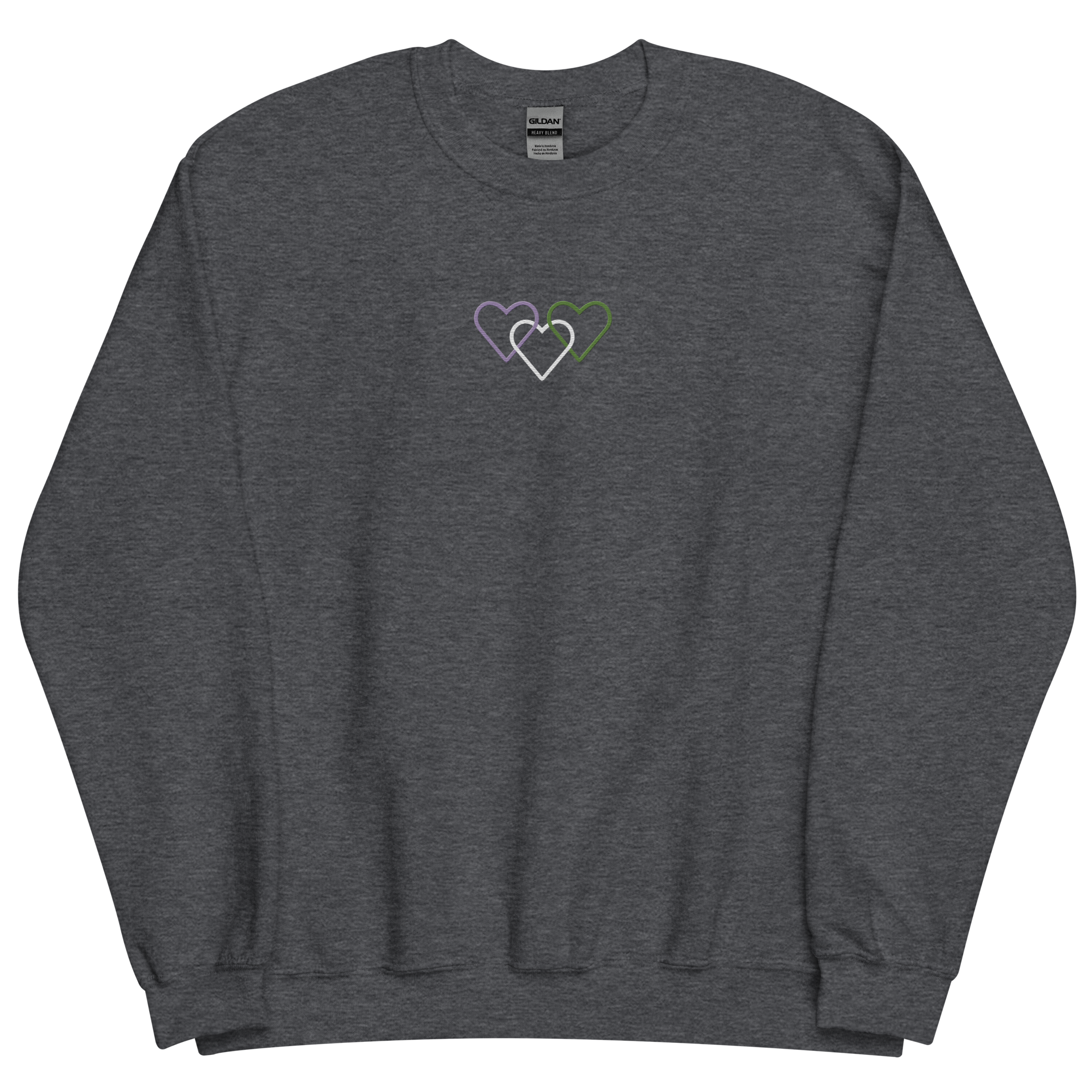 Genderqueer Pride Sweatshirt: Interlaced Heart Outlines Embroidered Sweater