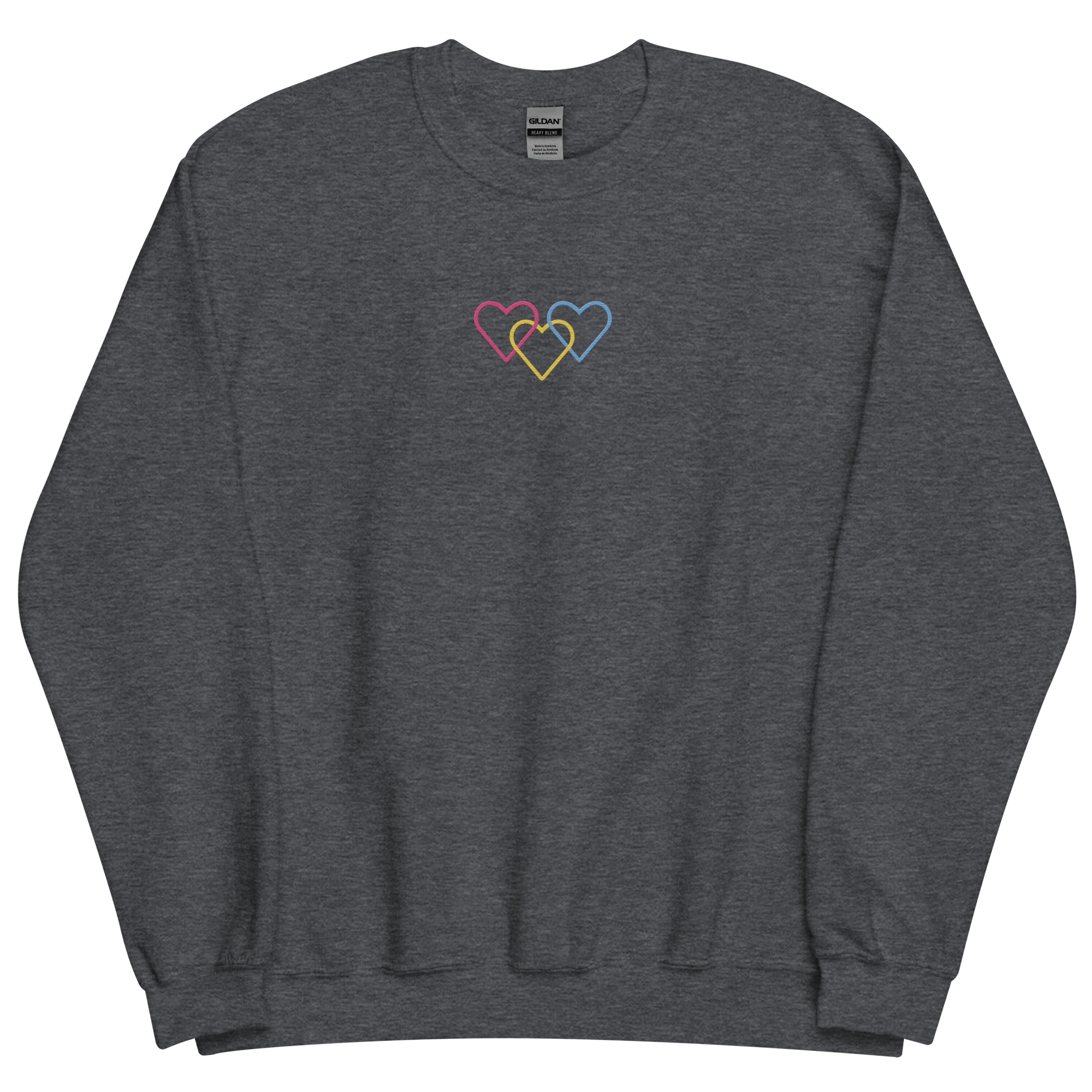 Pansexual Pride Sweatshirt: Interlaced Heart Outlines Embroidered Sweater