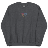 Pansexual Pride Sweatshirt: Interlaced Heart Outlines Embroidered Sweater