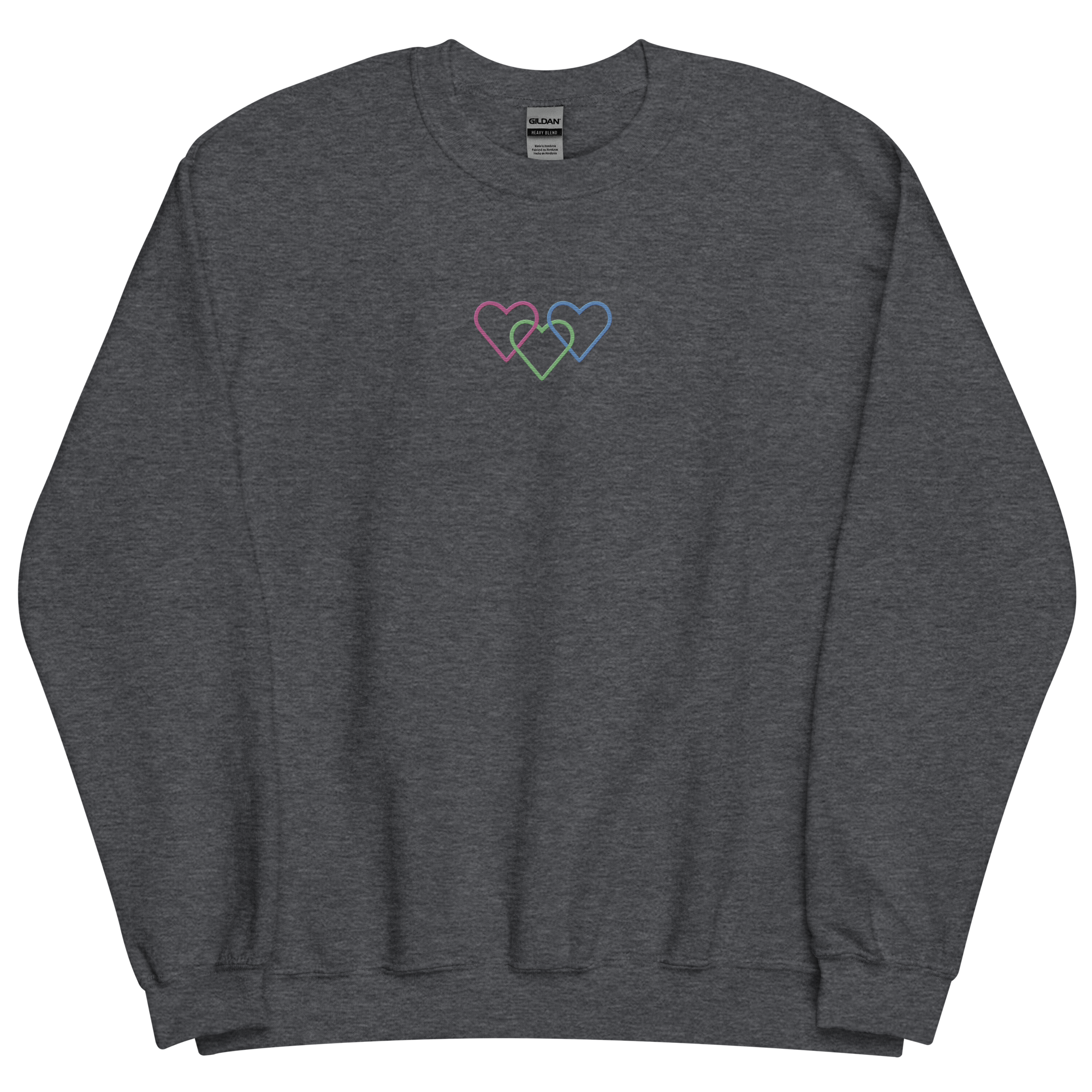 Polysexual Pride Sweatshirt: Interlaced Heart Outlines Embroidered Sweater