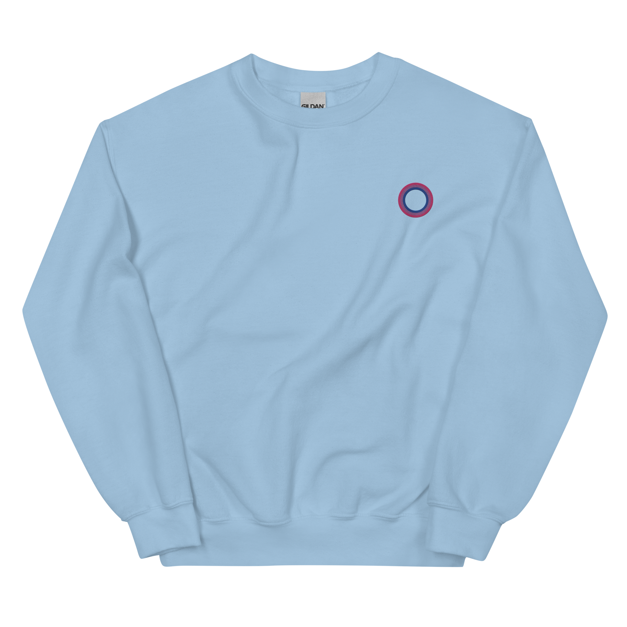 Embroidered Sweatshirt: Bisexual Pride Ring Emblem Design