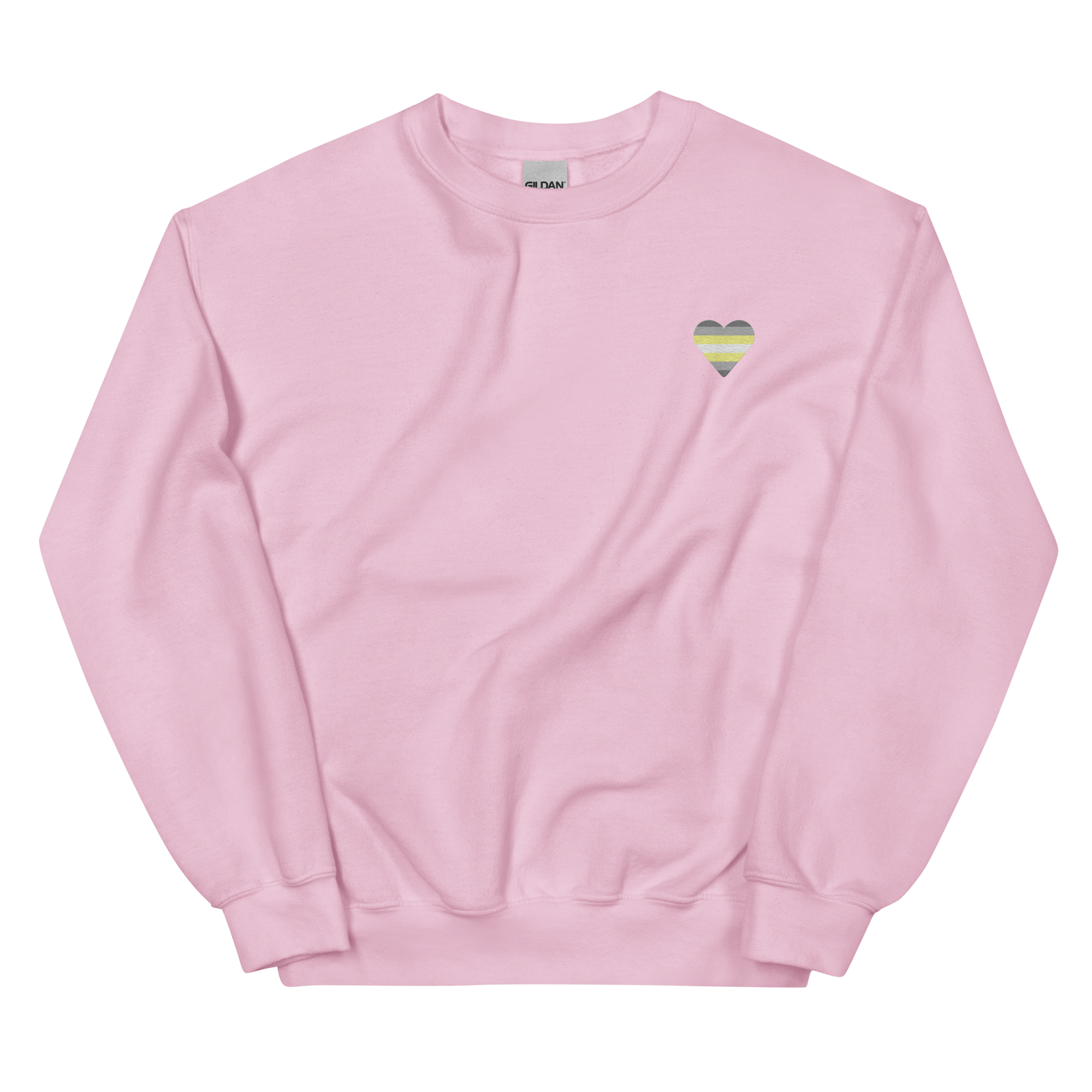 Demigender Flag Embroidered Heart Sweater: Celebratory LGBTQ+ Pride Design