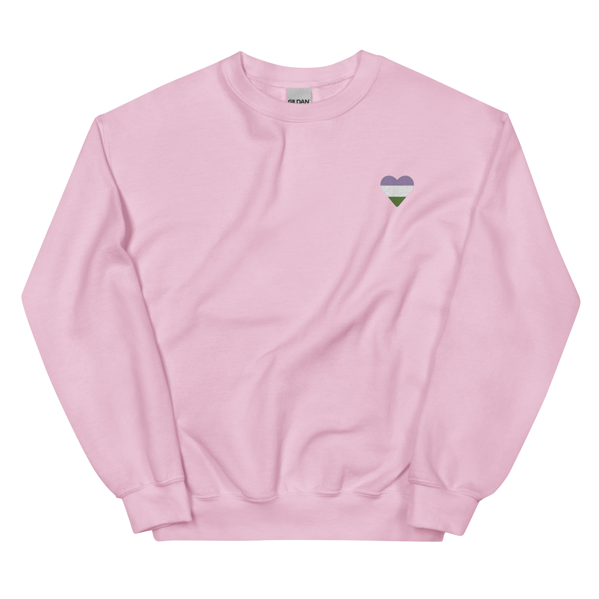 Genderqueer Flag Embroidered Heart Sweater: Celebratory LGBTQ+ Pride Design