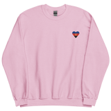 Polyamory Flag Embroidered Heart Sweater: Celebratory LGBTQ+ Pride Design