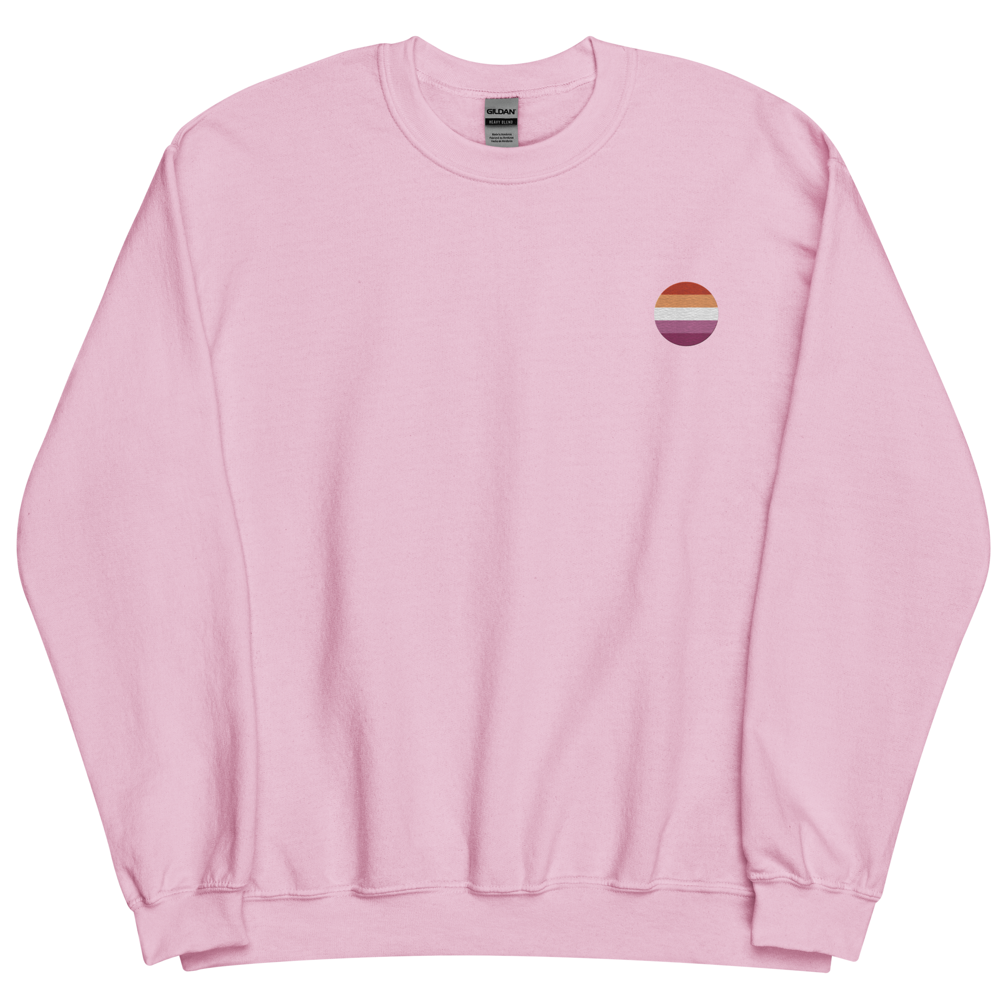 Lesbian Flag Embroidered Circle Sweatshirt: Celebratory LGBTQ+ Pride Design