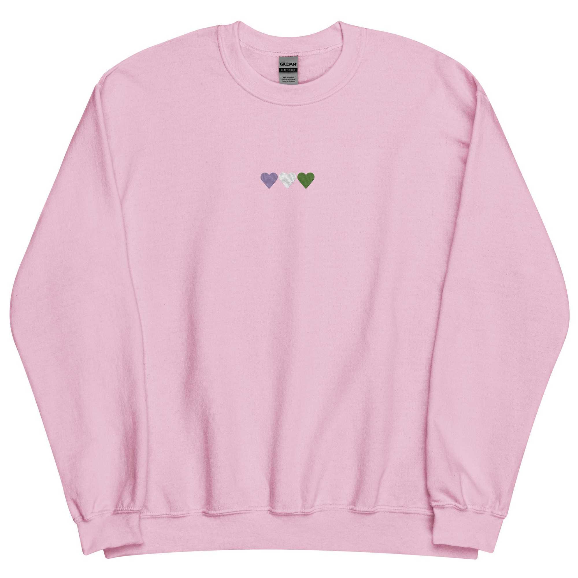 Embroidered Genderqueer Sweatshirt: Pride Flag Horizontal Heart Design