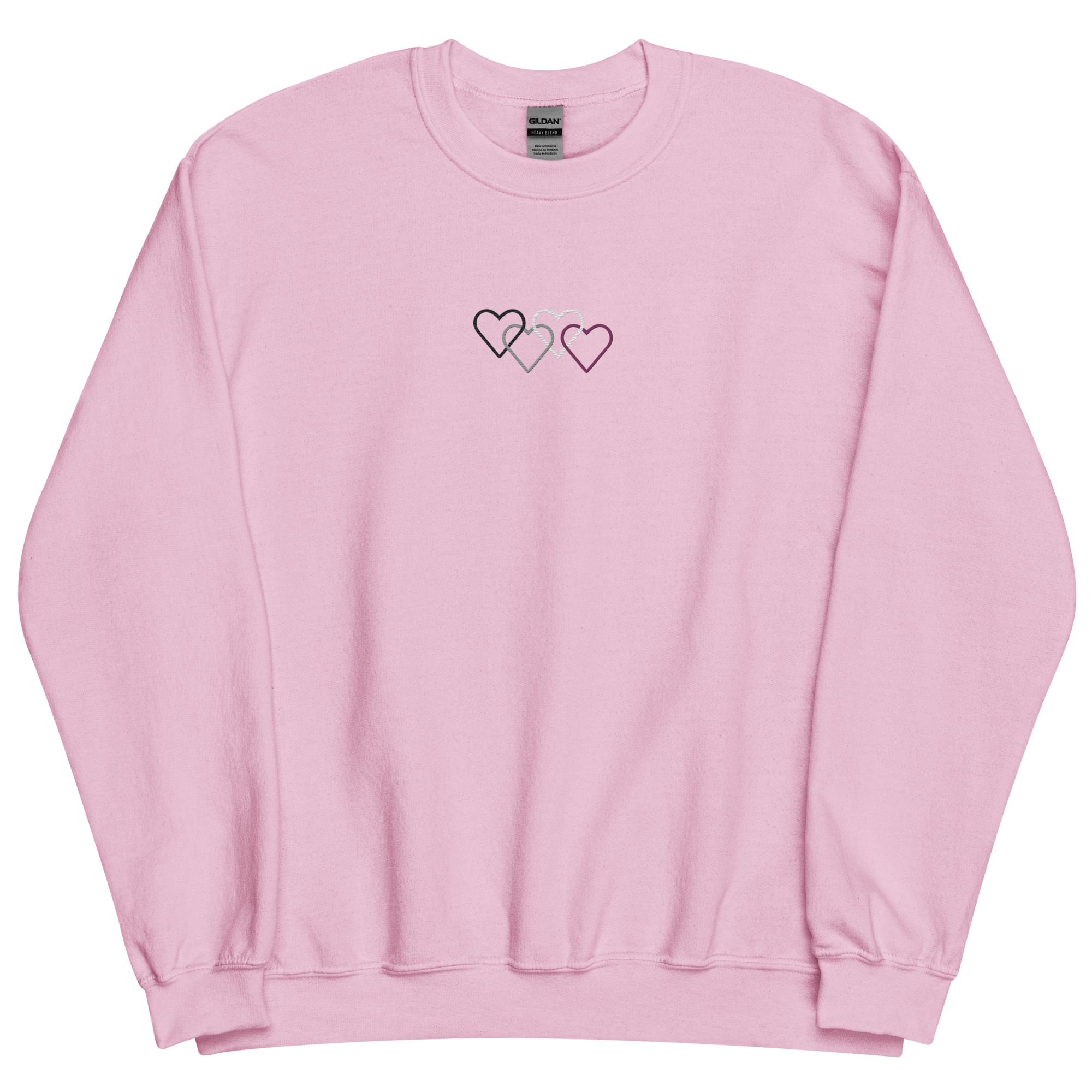 Asexual Pride Sweatshirt: Interlaced Heart Outlines Embroidered Sweater