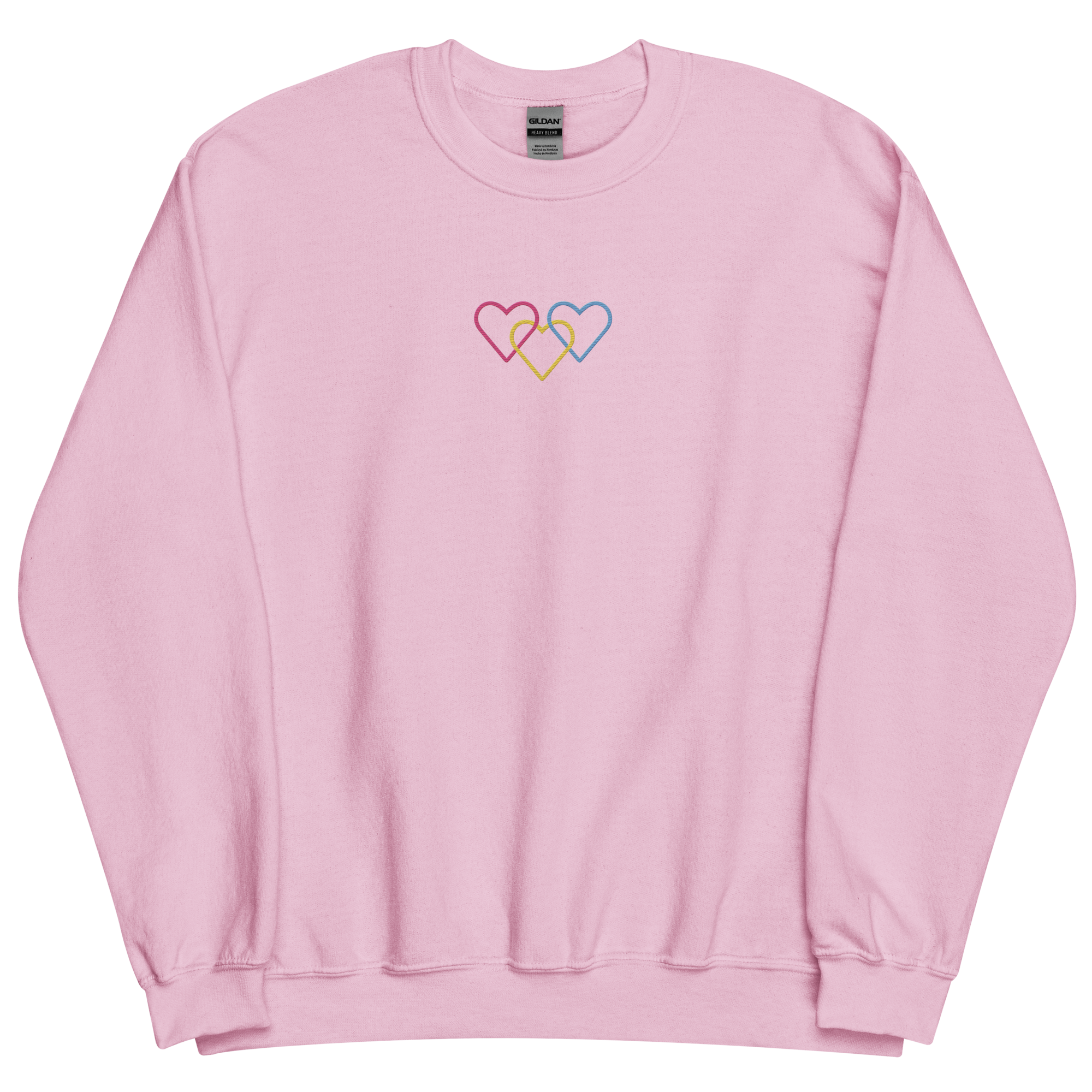 Pansexual Pride Sweatshirt: Interlaced Heart Outlines Embroidered Sweater