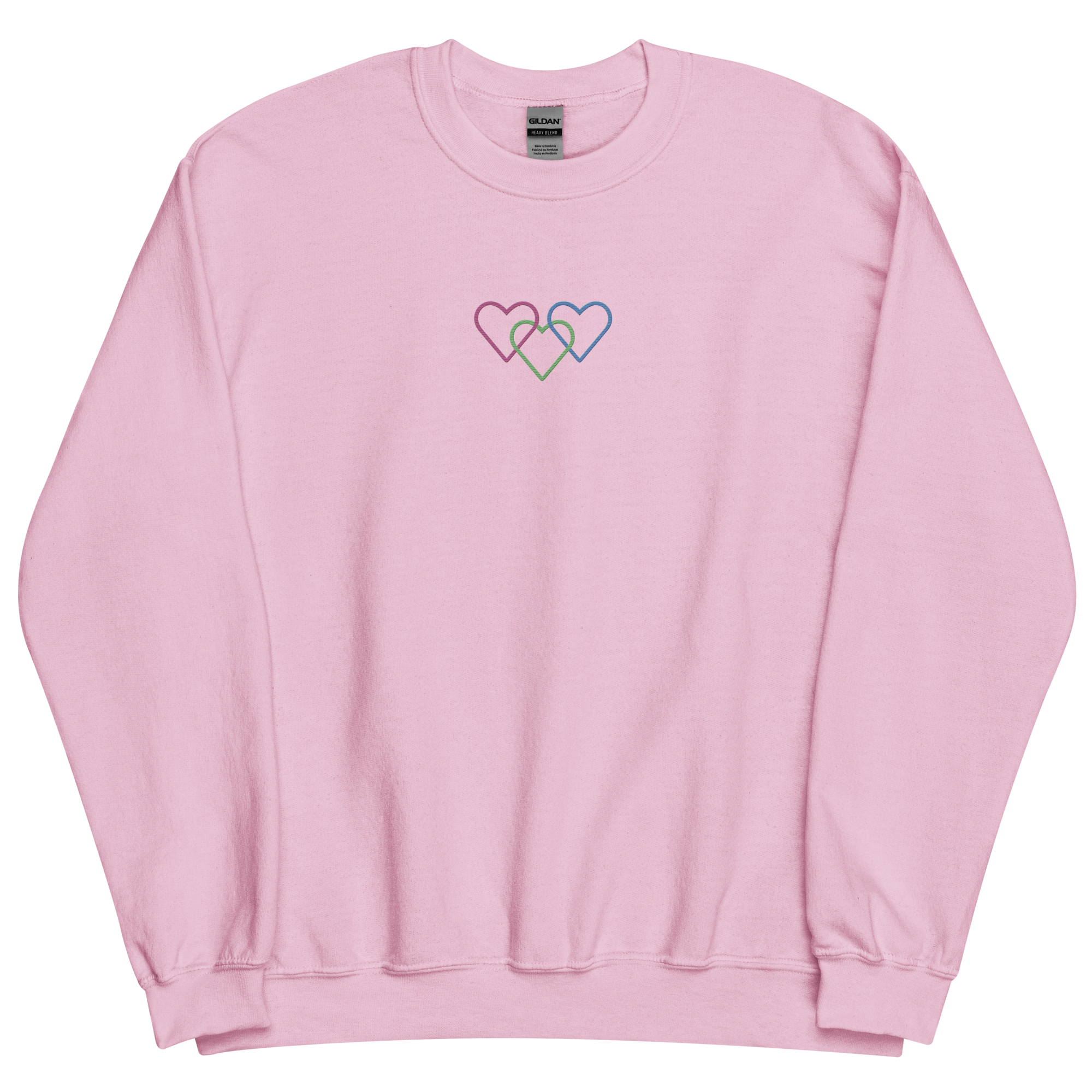 Polysexual Pride Sweatshirt: Interlaced Heart Outlines Embroidered Sweater