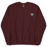 Polysexual Flag Embroidered Heart Sweater: Celebratory LGBTQ+ Pride Design