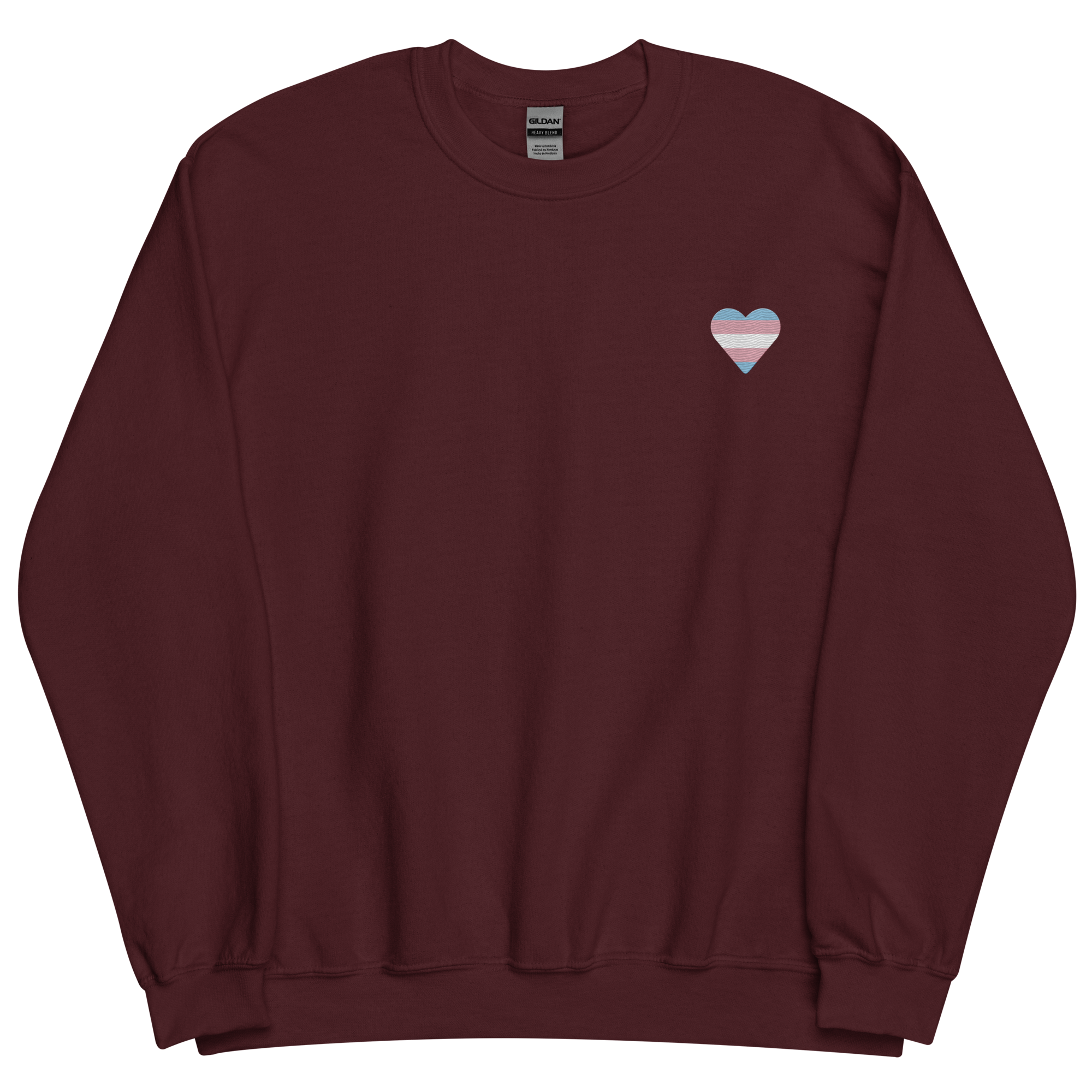 Transgender Flag Embroidered Heart Sweater: Celebratory LGBTQ+ Pride Design