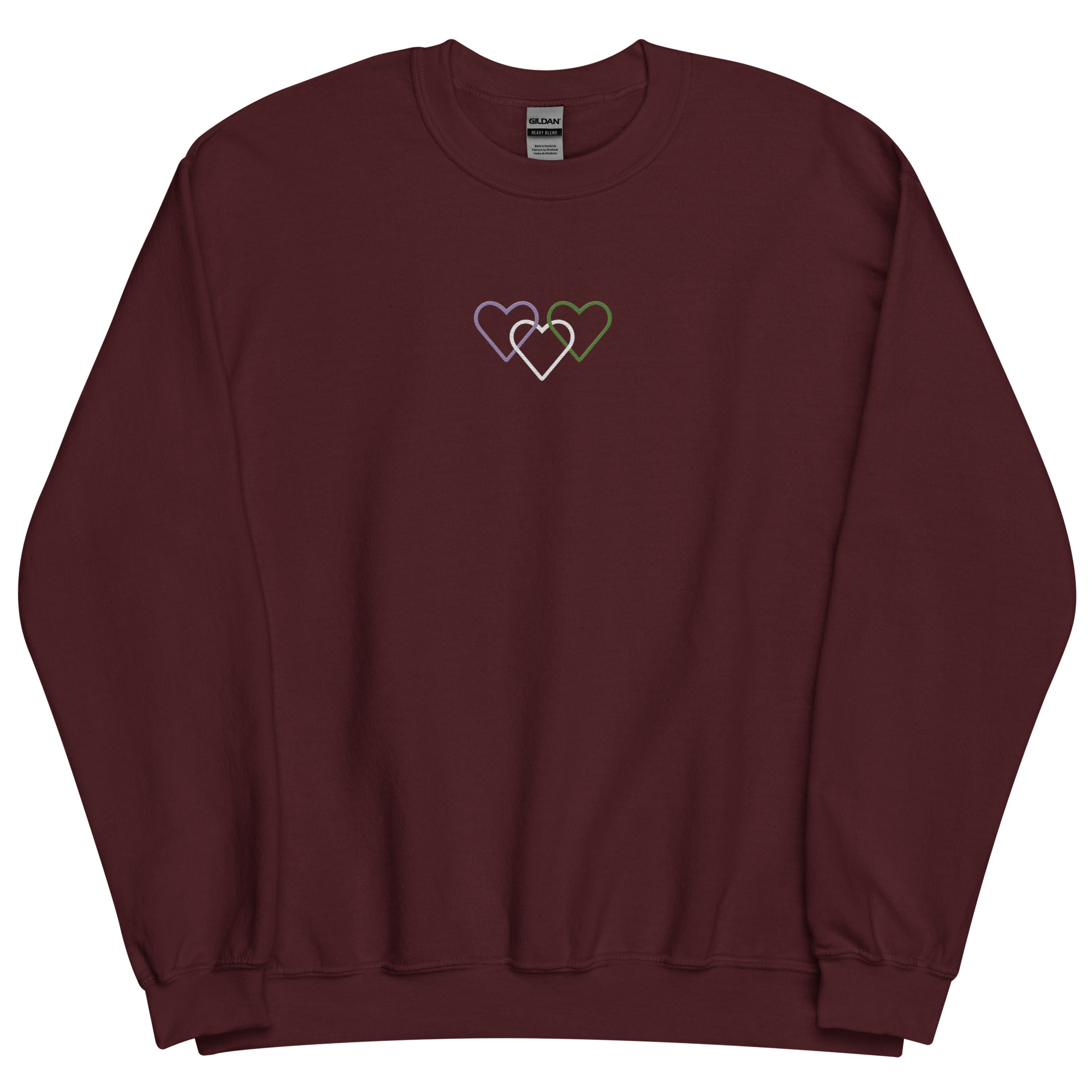 Genderqueer Pride Sweatshirt: Interlaced Heart Outlines Embroidered Sweater