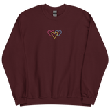 Pansexual Pride Sweatshirt: Interlaced Heart Outlines Embroidered Sweater