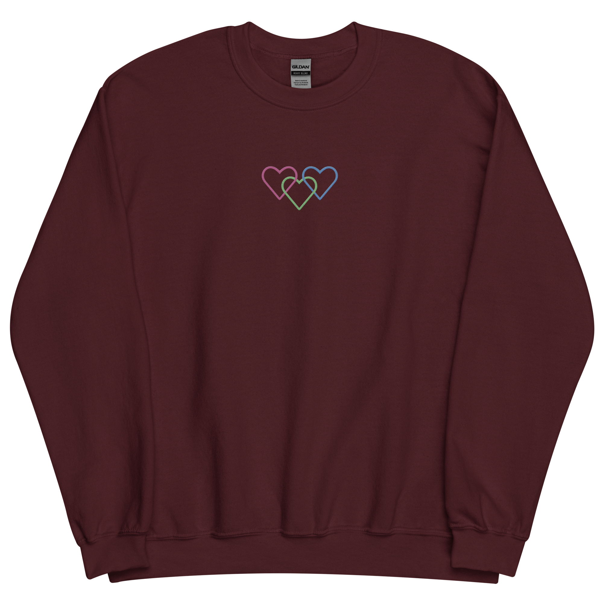 Polysexual Pride Sweatshirt: Interlaced Heart Outlines Embroidered Sweater